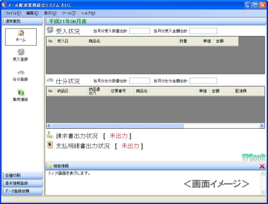 トップ画面イメージ：受入状況と仕入一覧